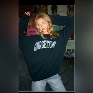 John Galt Womens Crewneck Georgetown Hoyas NCAA Fleece Sweatshirt Blue One Size